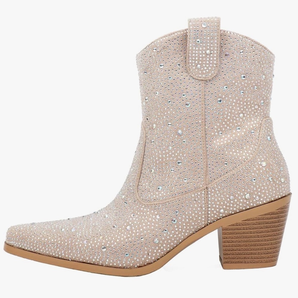 🖤 New Women's Rhinestone Cowboy Ankle Boots 🖤